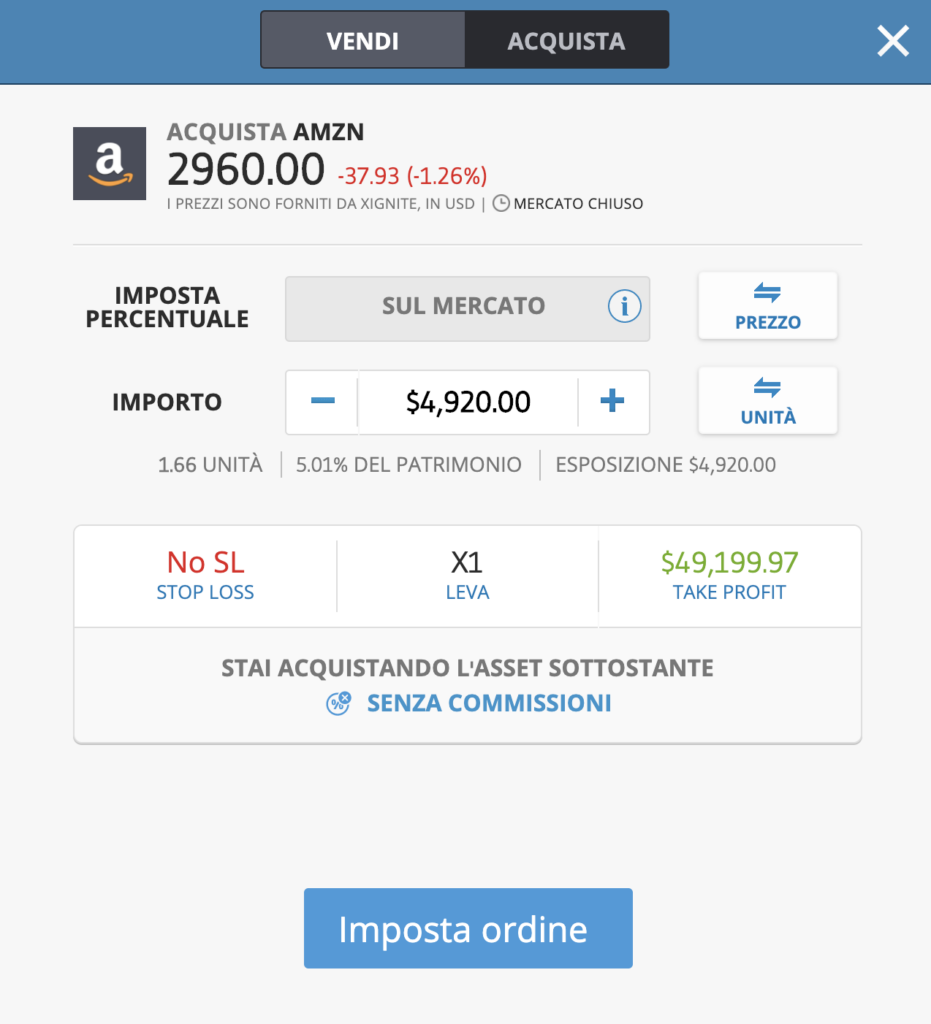 eToro comprare azioni