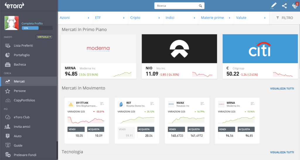 eToro demo