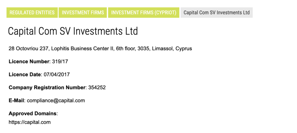 Capital.com licenza CySEC