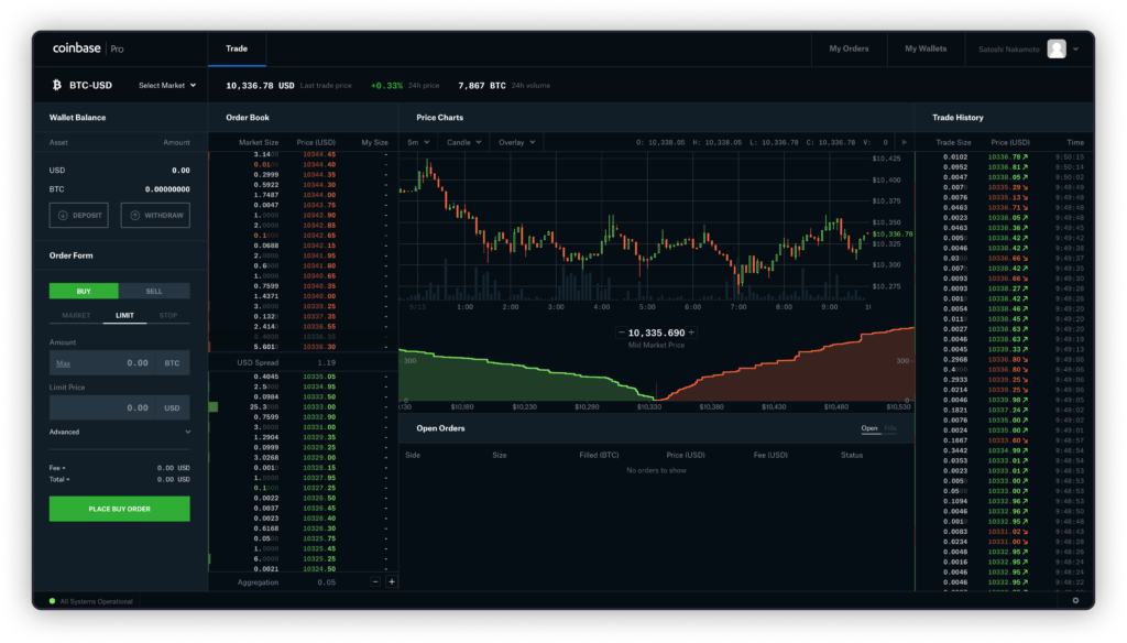 CoinBase Pro screenshot