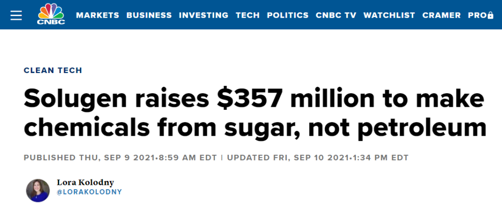 Secondo CNBC si ci sono investitori che puntano alla sostituzione del petrolio con lo zucchero per produrre sostanze chimiche